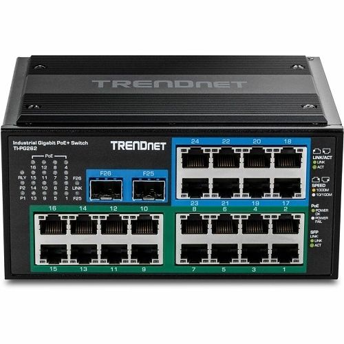 TRENDnet TI-PG262 26-Port Hardened Industrial Gigabit PoE+ DIN-Rail Switch