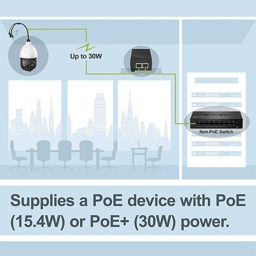 TRENDnet TPE-115GI Gigabit PoE+ Injector, 100m, (Replaces POI-2002, TPE-115GI)