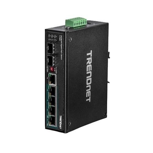 TRENDnet TI-PG62 6-Port Industrial Gigabit PoE  DIN-Rail Switch 100 - 240 V AC, 50/60 Hz, 2 A , 12Gbps