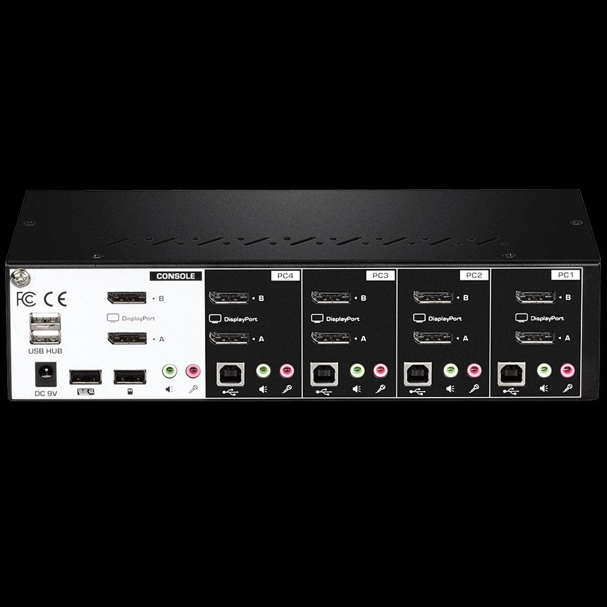 TRENDnet TK-440DP 4-Port Dual Monitor DisplayPort 1.2 KVM Switch, 3.5mm Speaker and Microphone Connection