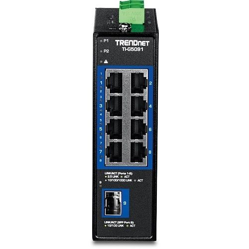 TRENDnet TI-G5091 9-Port Industrial 2.5G DIN-Rail Switch with 10G SFP+ Port