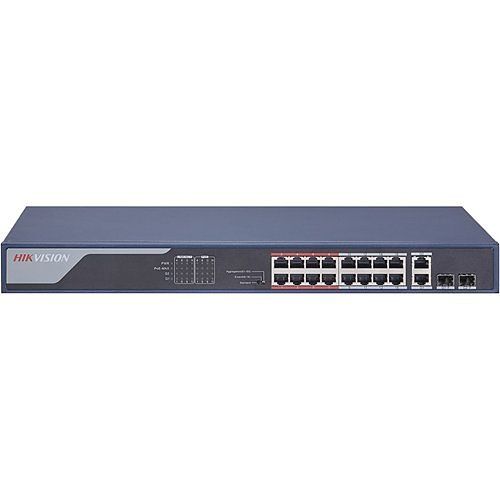 Hikvision DS-3E0318P-E Pro Series 16-Port Unmanaged PoE Switch, 16 x 10-100 Mbps PoE RJ45, 30W