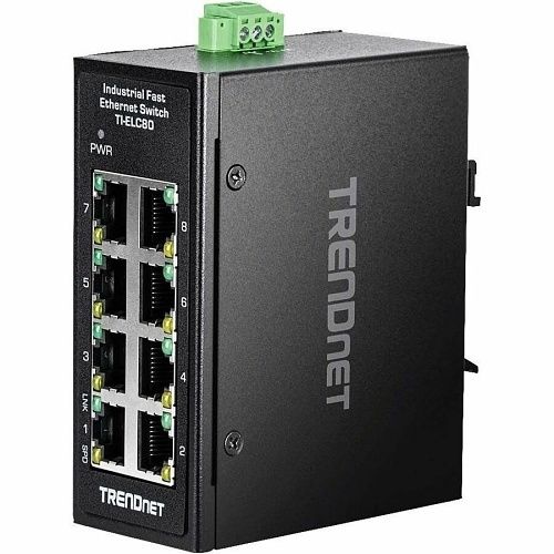 TRENDnet TI-ELC80 8-Port Industrial Fast Ethernet DIN-Rail Mini Switch