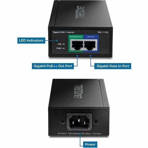 TRENDnet TPE-117GI Gigabit Ultra PoE Injector, (Replaces TPE-117GI)