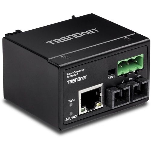 TRENDnet TI-F10S30 Hardened Industrial 100Base-FX Single-Mode SC Fiber Converter, 30km