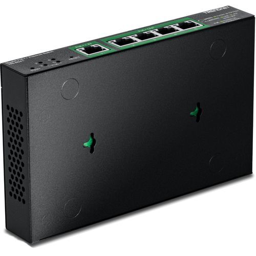 TRENDnet TPE-B541 5-Port Gigabit PoE++ Powered Managed Switch with PoE Passthrough, (1) Gigabit PoE++ Input Port, (4) Gigabit PoE+ Output Ports, Wall-Mountable Metal Housing