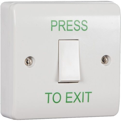 RGL EBLS-PTE Press to Exit Switch, Momentary Contact, Surface and Flush Mount, White