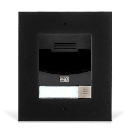 2N 9155301CBF IP Solo 1-Button Intercom Door Station Module with Camera, IP54, 12VDC, Flush Mount, Black