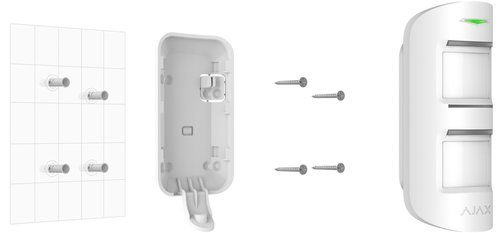Ajax 38197.33.WH1 MotionProtect Outdoor Wireless PIR Motion Detector, Anti‑Masking, 3–15 m Range, White