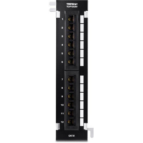 TRENDnet TC-P12C6V 12-Port CAT6 Unshielded Wall Mount Patch Panel with 89D Bracket