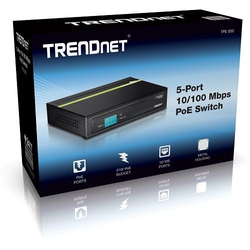 TRENDnet TPE-S50 6-Port Fast Ethernet PoE+ Switch, 60W, (Replaces TPE-S50)