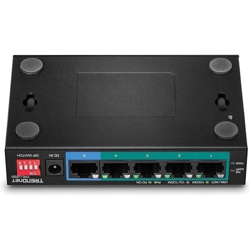 TRENDnet TPE-LG50 5-Port Gigabit Long Range PoE+ Switch, 4-Gigabit PoE+ Ports and 1-Gigabit Port, 32W, Black