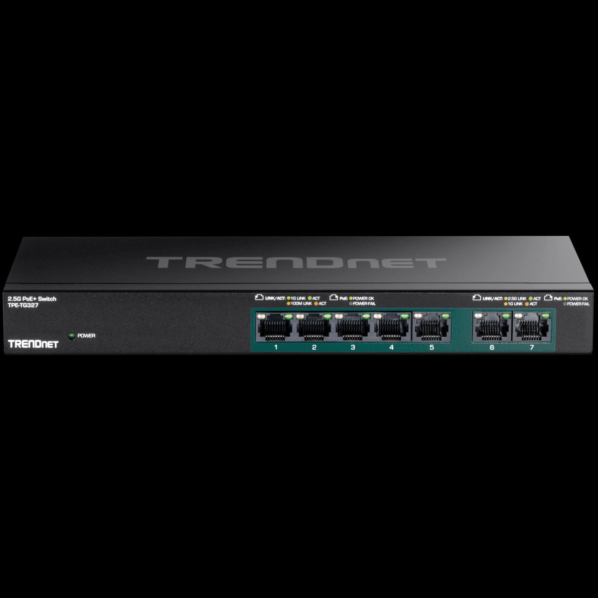TRENDnet TPE-TG327 7‑Port Multi‑Gig PoE+ Switch 2x2.5G + 5x1G Ports, 70W PoE Budget