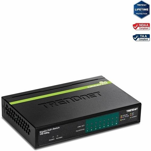 TRENDnet TPE-TG82G 8-Port Gigabit PoE+ Switch, 61W, (Replaces TPE-TG82g)