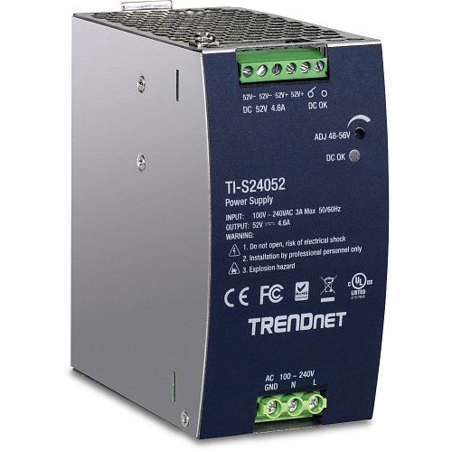 TRENDnet TI-S24052 DIN-Rail Power Supply with PFC Function, 52V DC, 4.61A AC/DC, 240W