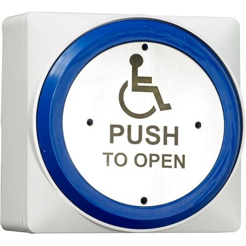 RGL EBLPP02P/W Large DDA Push Plate Exit Button, 'PUSH TO OPEN' Text, Weatherproof, Plastic, White