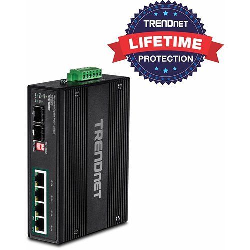 TRENDnet TI-PG62B 6-Port Industrial Gigabit PoE+ Din-Rail Switch