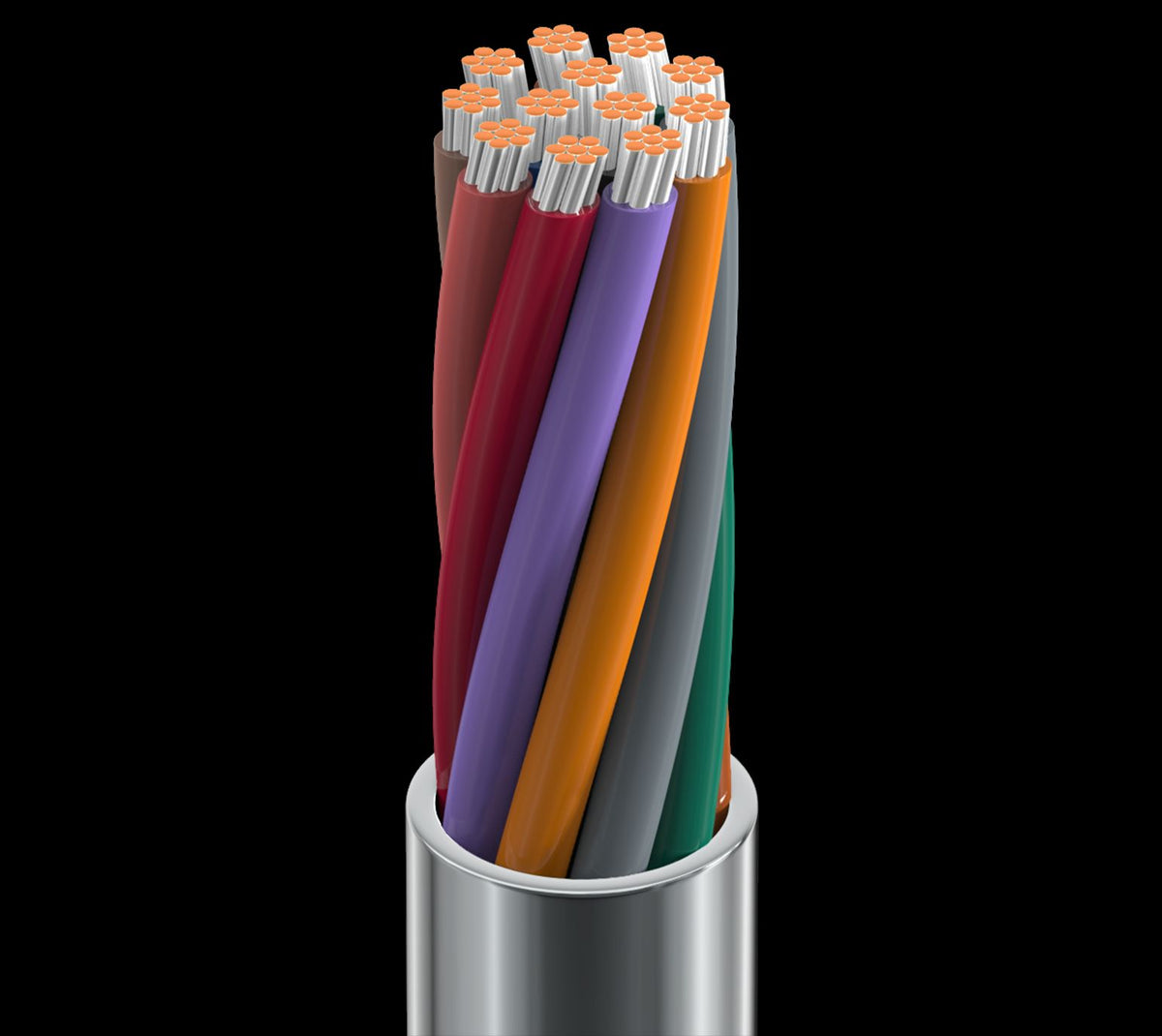 Belden 8457 060100 22-12 Electronic Cable, 7x30 Tinned Copper, PVC Insulation, PVC Outer Jacket, CMG, 100' Reel, Chrome