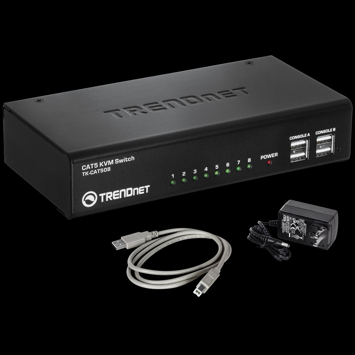 TRENDnet TK-CAT508 8-Port CAT5 KVM Switch, Dual Console Support