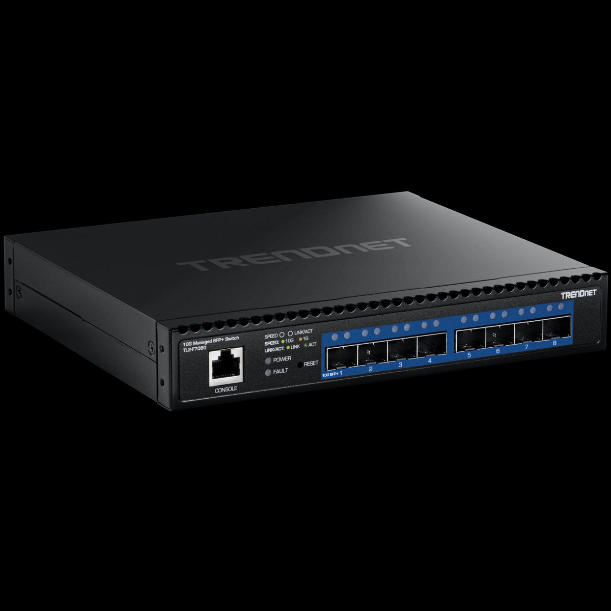 TRENDnet TL2-F7080 8-Port 10G Layer 2 Managed SFP+ Switch, Smart Fan