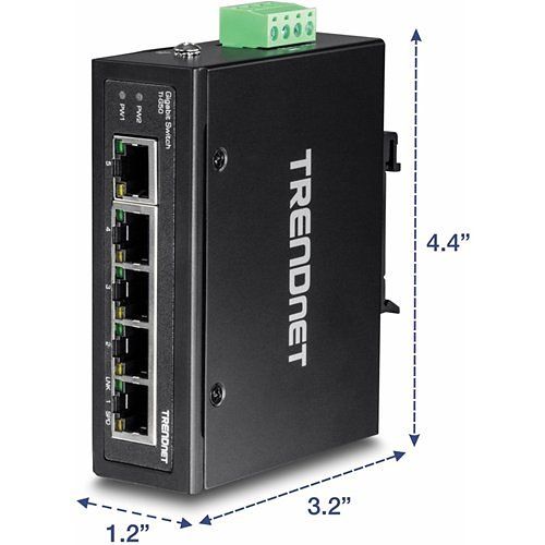TRENDnet TI-G50 5-Port Hardened Industrial Gigabit DIN-Rail Switch, 10Gbps