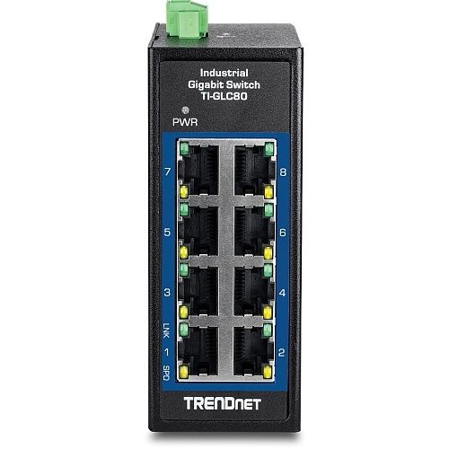 TRENDnet TI-GLC80 8-Port Industrial Gigabit DIN-Rail Mini Switch