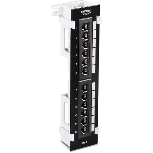 TRENDnet TC-P12C6V 12-Port CAT6 Unshielded Wall Mount Patch Panel with 89D Bracket
