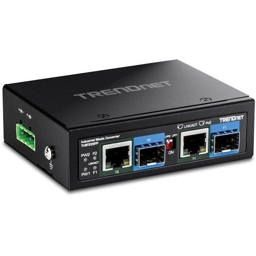 TRENDnet TI-BF22SFP 2-Port Industrial SFP to Gigabit PoE++ Media Converter