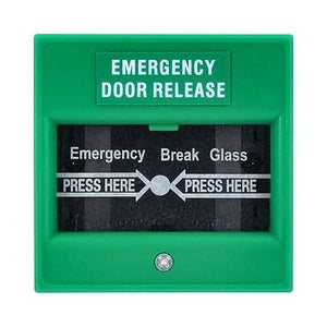 CDVI EM200GDB EM Series Double-Pole Break Glass Emergency Door Release, 3A at 12VDC, Green