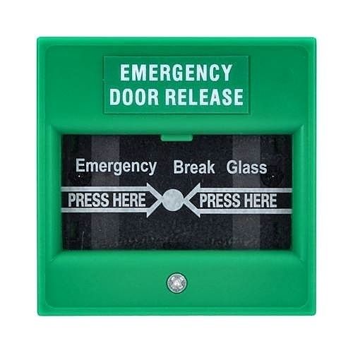 CDVI EM200GDB EM Series Double-Pole Break Glass Emergency Door Release, 3A at 12VDC, Green