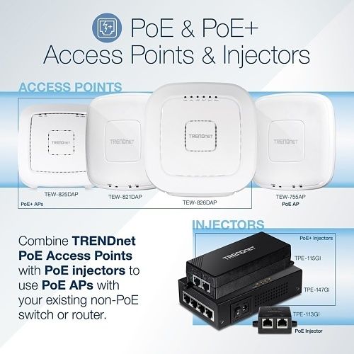 TRENDnet TPE-113GI Gigabit PoE Injector, 15.4W, 100m, (Replaces TPE-113GI)