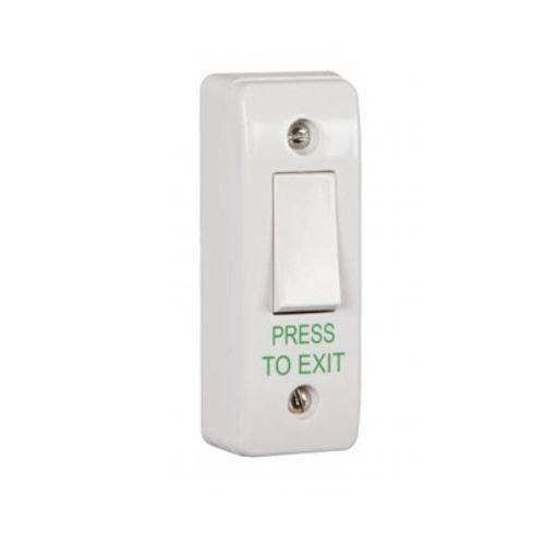 Securefast AEB8 Narrow Exit Button with Surface Box and Retractable Switch, Plastic, White