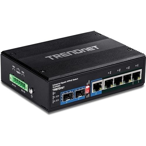 TRENDnet TI-UPG62 6-Port Hardened Industrial Gigabit Ultra PoE DIN-Rail Switch
