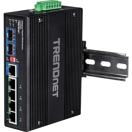 TRENDnet TI-UPG62 6-Port Hardened Industrial Gigabit Ultra PoE DIN-Rail Switch