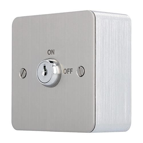 CDVI KEY-SSMAKA KEY-S Series 1-Gang 2-Position Surface Mount Square Keyswitch, Maintained, Keyed Alike, Stainless Steel