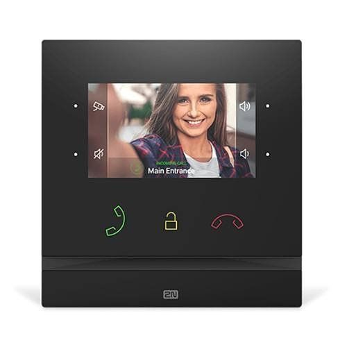 2N 91378501 Indoor Compact Series Intercom Answering Unit with 4.3" Colour Display, 12VDC, Black