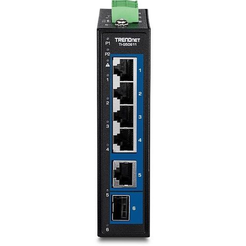 TRENDnet TI-G50611 6-Port Industrial 2.5G DIN-Rail Switch with 1 x 10G Port
