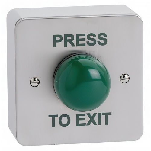 STP STP-SPB004S Surface Exit Button, Green Dome, Stainless Steel