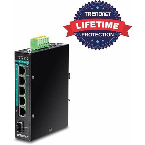 TRENDnet TI-PG541 5-Port Hardened Industrial Gigabit PoE+ DIN-Rail Switch
