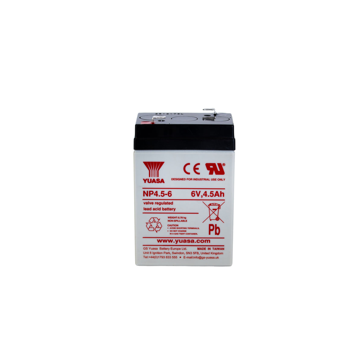 Yuasa NP4.5-6/187/NF/Box NP Series 6V 4.5Ah Sealed Lead Acid Battery