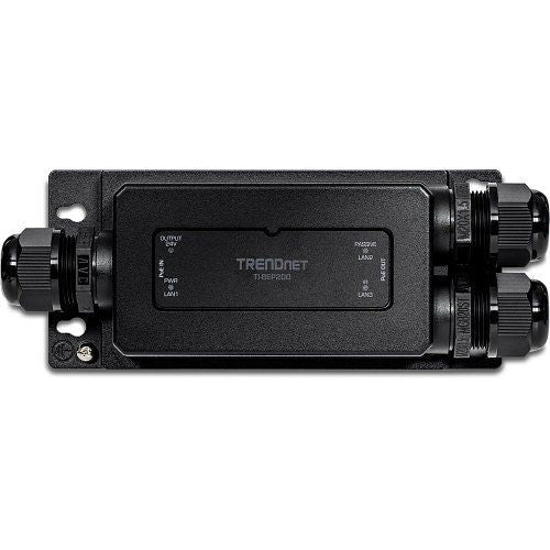 TRENDnet TI-BEP200 2-Port Industrial Outdoor Gigabit Active/Passive PoE+ Extender, P67 Outdoor Weather Rated Housing, Black