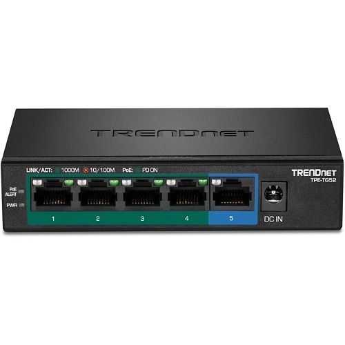 TRENDnet TPE-TG52 5-Port Gigabit PoE+ Switch, 32W, (Replaces TPE-TG52)