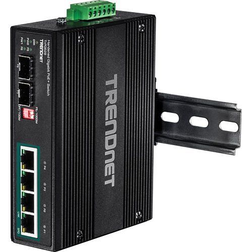 TRENDnet TI-PG62B 6-Port Industrial Gigabit PoE+ Din-Rail Switch