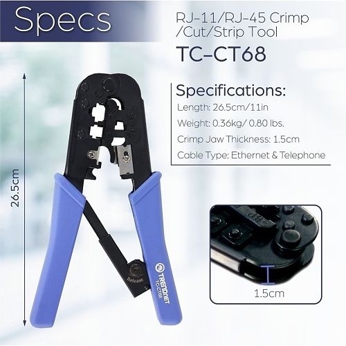 TRENDnet TC-CT68 RJ-11/RJ-45 Crimp/Cut/Strip Tool