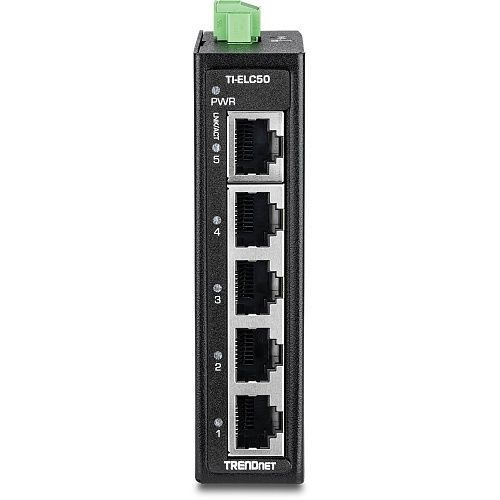 TRENDnet TI-ELC50 5-Port Industrial Fast Ethernet DIN-Rail Mini Switch