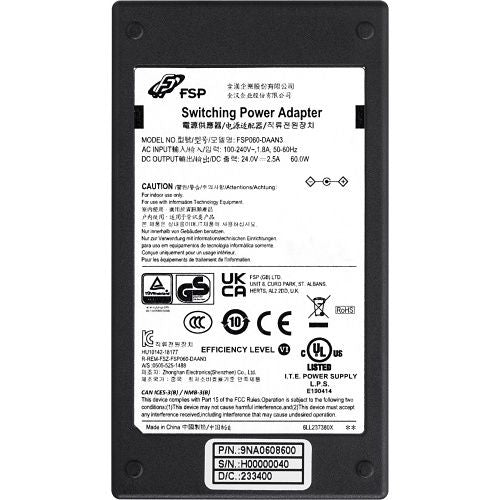 Hanwha SPU-60241 60W Adapter with Power Cord, 24VDC/2.5A, (Replaces SPU-60240)