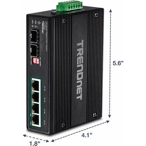 TRENDnet TI-PG62B 6-Port Industrial Gigabit PoE+ Din-Rail Switch