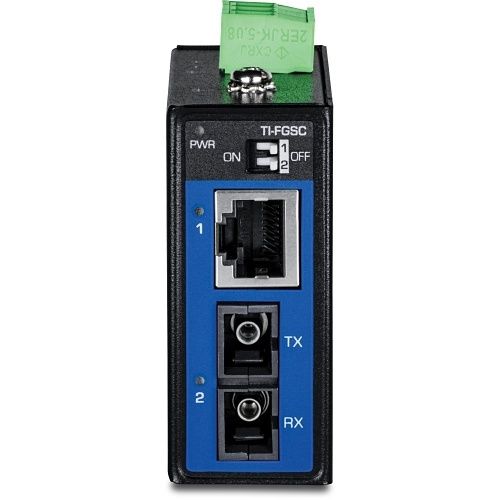 TRENDnet TI-FGSC Hardened Industrial 1000BASE-LX Multi-Mode SC Fiber Converter, 1km Range