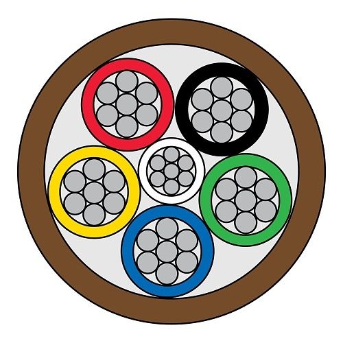 CQR CAB6/BR/100M 6-Core Unscreened Professional Cable, Type 2, PVC, 100m, Brown