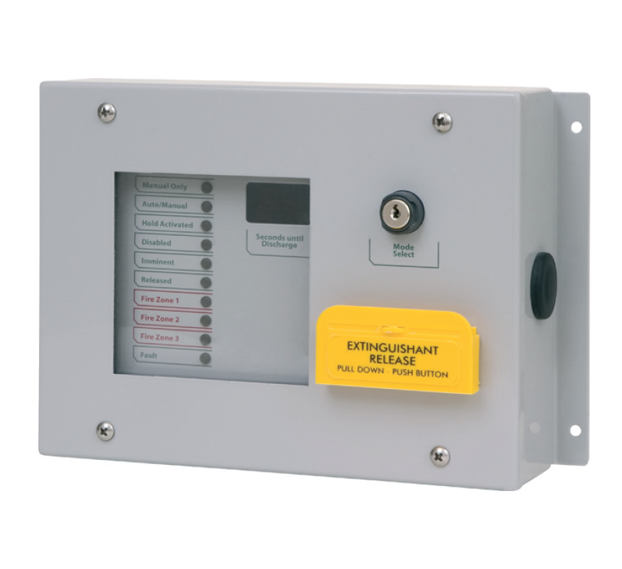 Kentec Sigma Si - 10 LED Weatherproof Extinguishant Status Unit c/w Manual Release & Mode Select Keyswitch (W911113W8) - JEM Systems UK